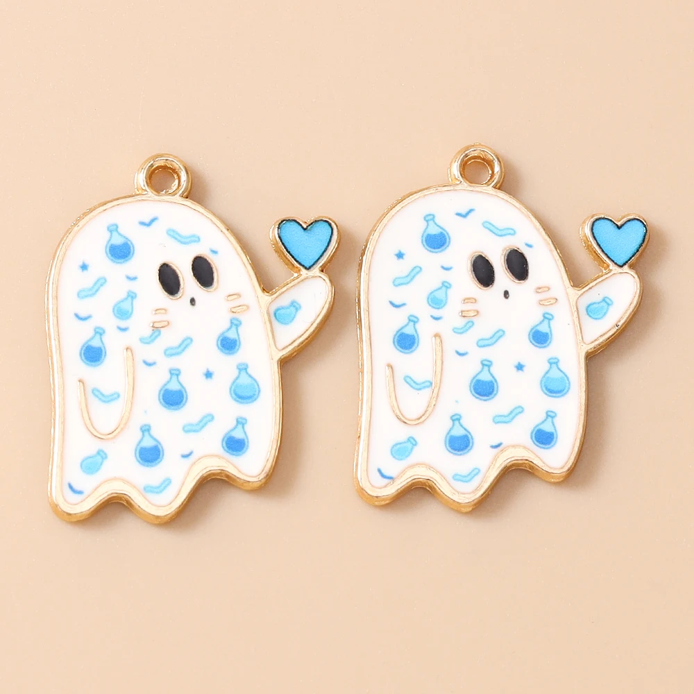 Tusember 20 Stück Geister-Anhänger, niedliche Kawaii-Halloween-Geister-Charms für Halsketten, Ohrringe, Armbänder, Halloween-Schmuckherstellung, Geschenke – Detail 3