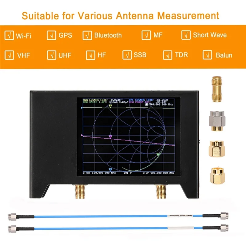 -PQWN Nanovna V2 2.8 Inch Touch Screen 3G Vector Network Analyzer SAA2 Shortwave Antenna Analyzer  VHF UHF Network Analyzer Bl