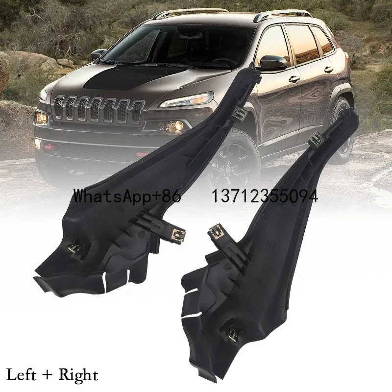 新品-1ペア-フェンダーカウルカバーキャップトリムパネル-プラスチック製-ブラック-68102561ae-68102560ae-2014-2018年式-ジープ-チェロキー用
