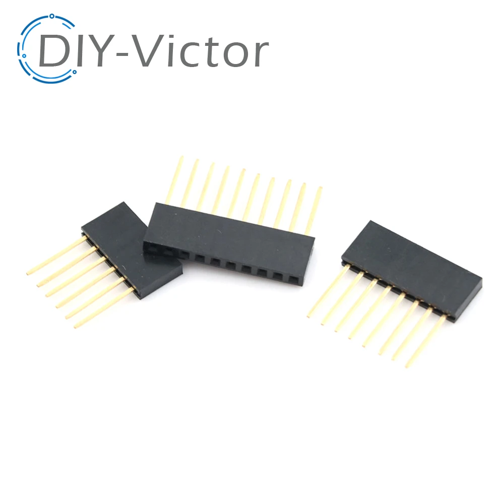 10pcs 1X6/8/10/15 Pin 2.54MM Stackable Long Legs 10MM Femal Header Socket PCB Connector 6P 8P 10P For Arduino Shield