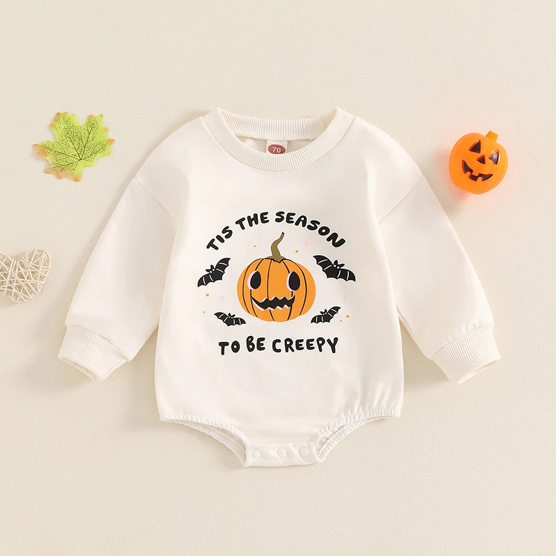 Newborn Infant Halloween Clothes Baby Boy Girl Cutest Pumpkin In The Patch Outfit Oversize Sweatshirt Romper Top