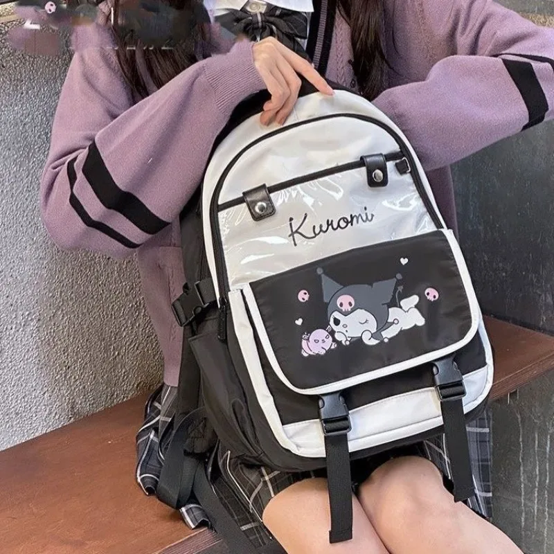 

MINISO Sanrio мультфильм Kuromi большой емкости модный и устойчивый к грязи рюкзак для студентов милый рюкзак для хранения