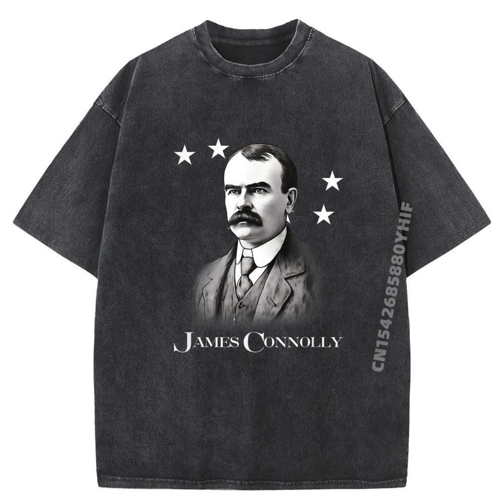 

Mens Printed Tshirt James Connolly Irish Republican Socialist Street Wear Washed T Shirt Men's Shirts Print