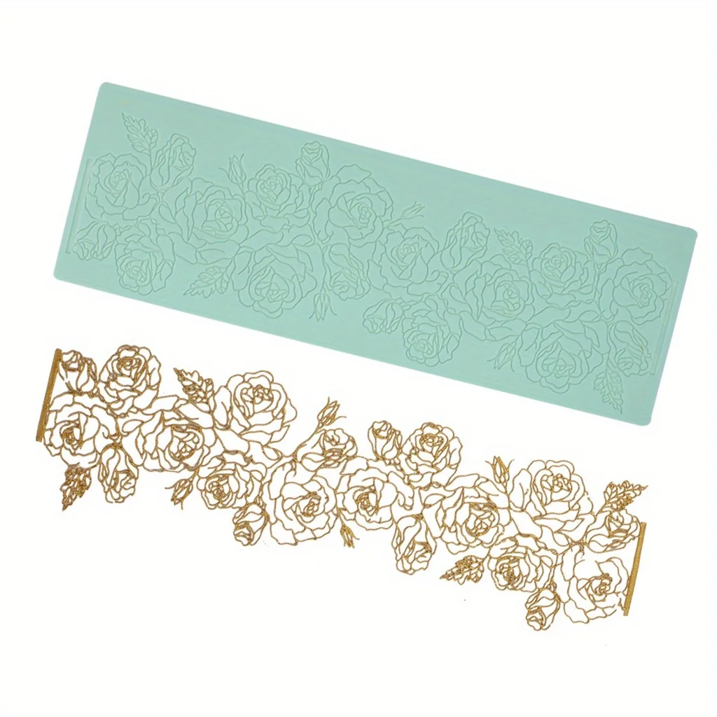 1pc Silicone Mould Rose Edge Lace Pad Sugar Flipping Cake Home Candle Mould Baking Tool Lace Silicone Mould Sugar Lace Mat