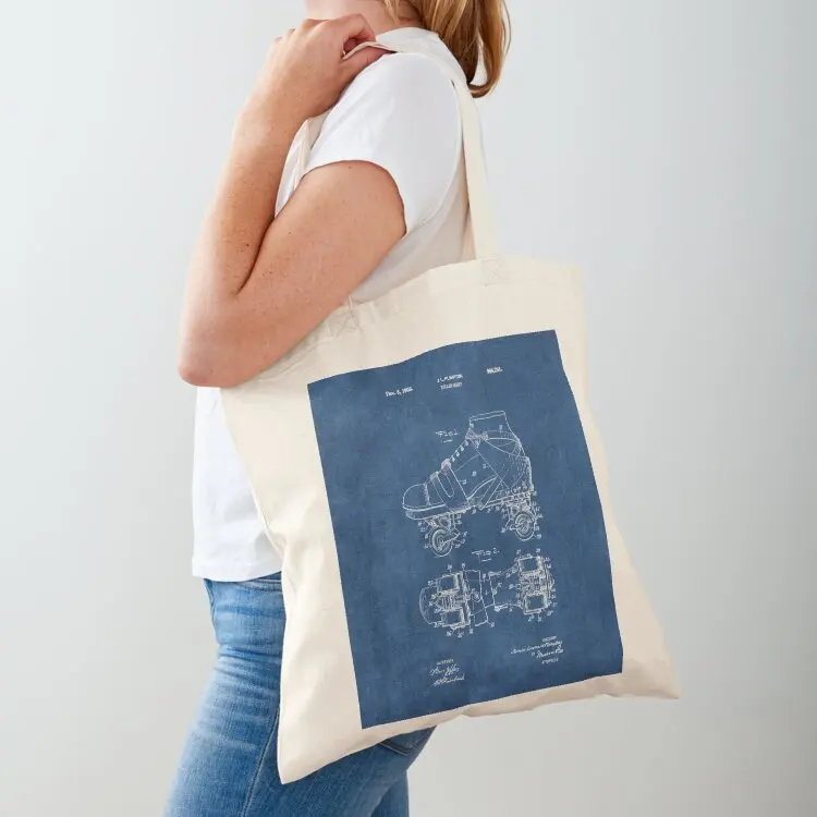 PATENT DRAWING / 1908 - Roller Skate 1 - Blueprint Tote Bag Shopper handbag Women bags bags for women