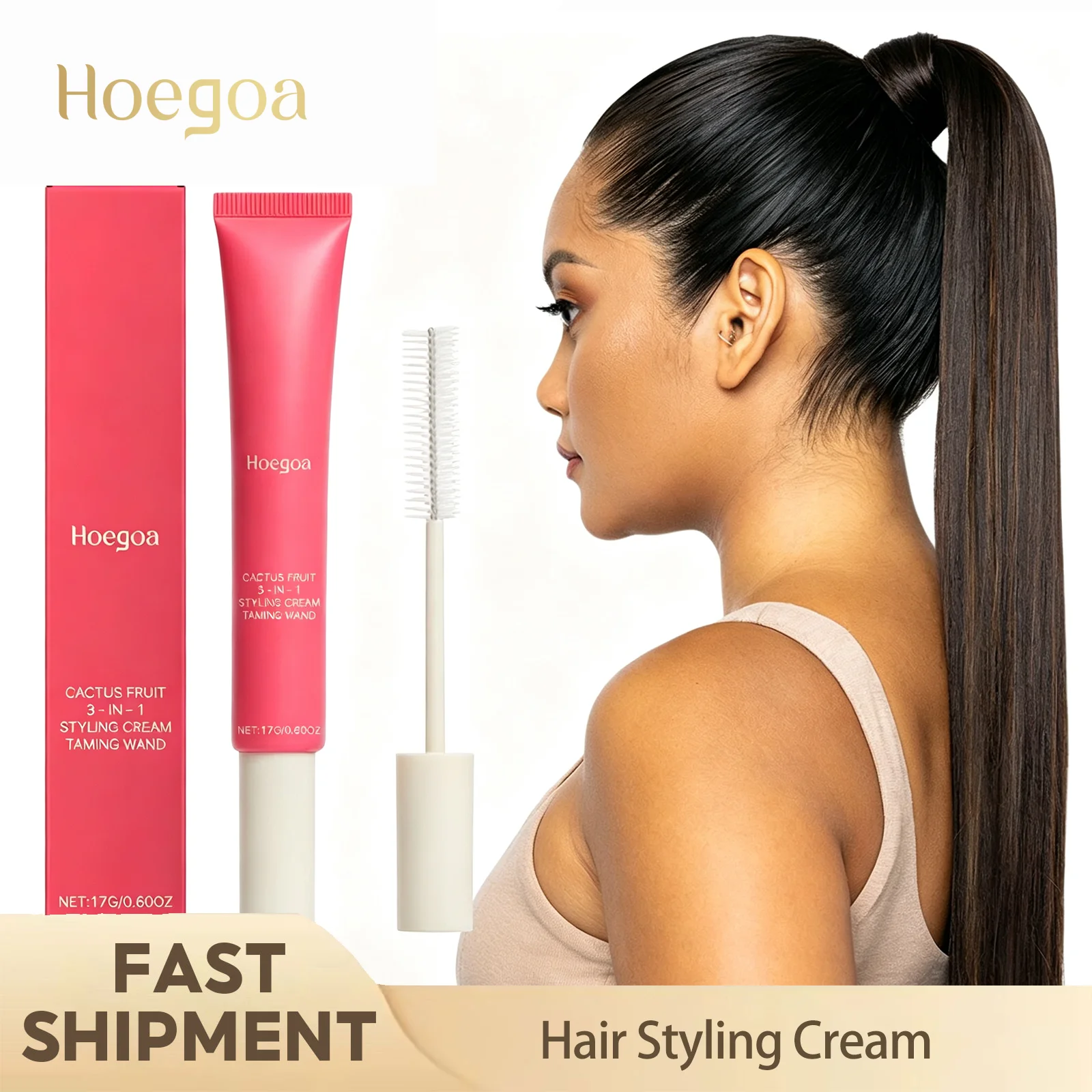 Hoegoa Hair Styling Cream Improves Frizzy Hair Softens Strands Prevents Split Ends Lifts Hair Volume Long Lasting Anti-Frizz