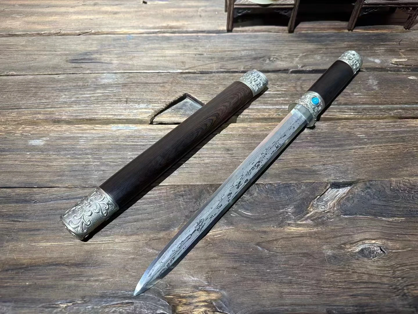 47cm resistenza alla battaglia medievale vera spada affilata melaleuca acciaio piegato forge arma guerriero rame bianco intagliato a mano fine katana