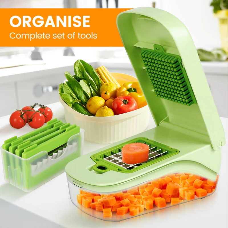 14/16 in 1 tritatutto multifunzionale per verdure manico griglia per alimenti tritatutto per alimenti affettatrice per verdure Dicer Cut Kitchen