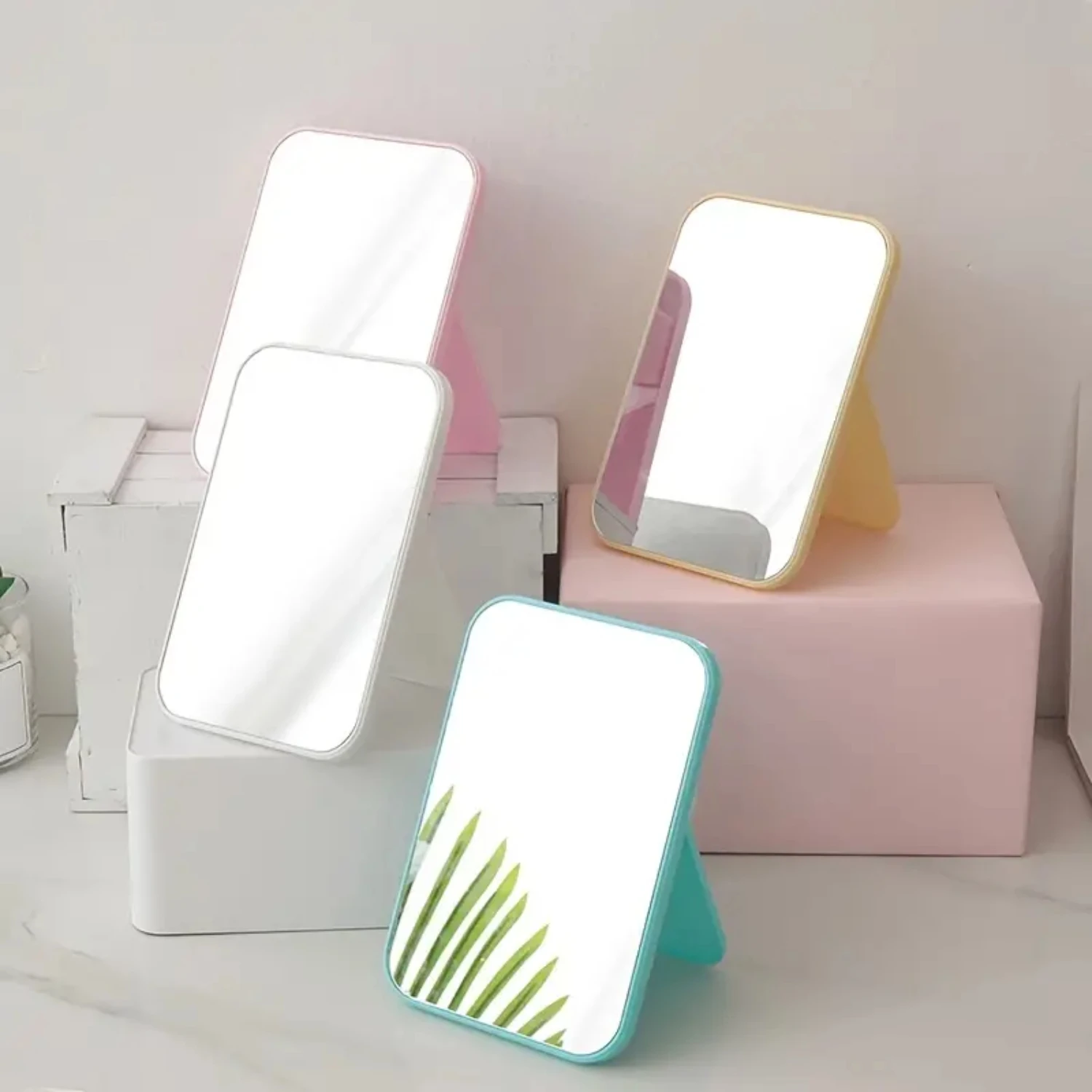 

Makeup Mirror Portable Folding Mirrors Desk Cosmetic Mirror With Stand For Bathroom Shaving Heart mirror Shower mirror Uv camera