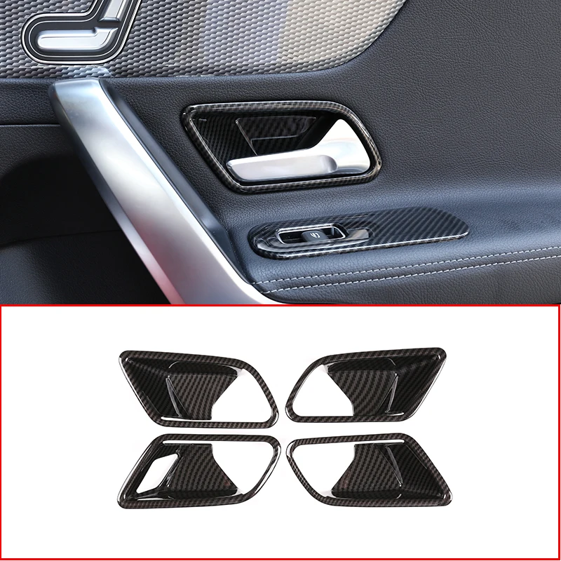 

4 Pcs For Mercedes benz A Class W177 2019 Carbon Fiber ABS Car Interior Door Bowl Cover Trim Accessories