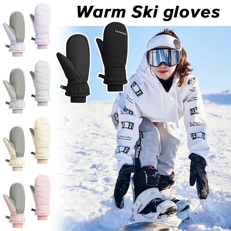 1Pair Winter Skiing Gloves Waterproof Snowboarding Touch Screen Thermal Thick Snow Gloves Men Women Snowmobile Warm Mittens