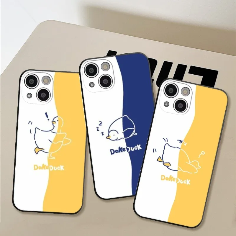 FOR IPhone 13 Cute Duck Daily Phone Case FOR IPhone 14 13 11 12 Pro 8 7 Plus X Pro MAX XR XS MINI Black Covers