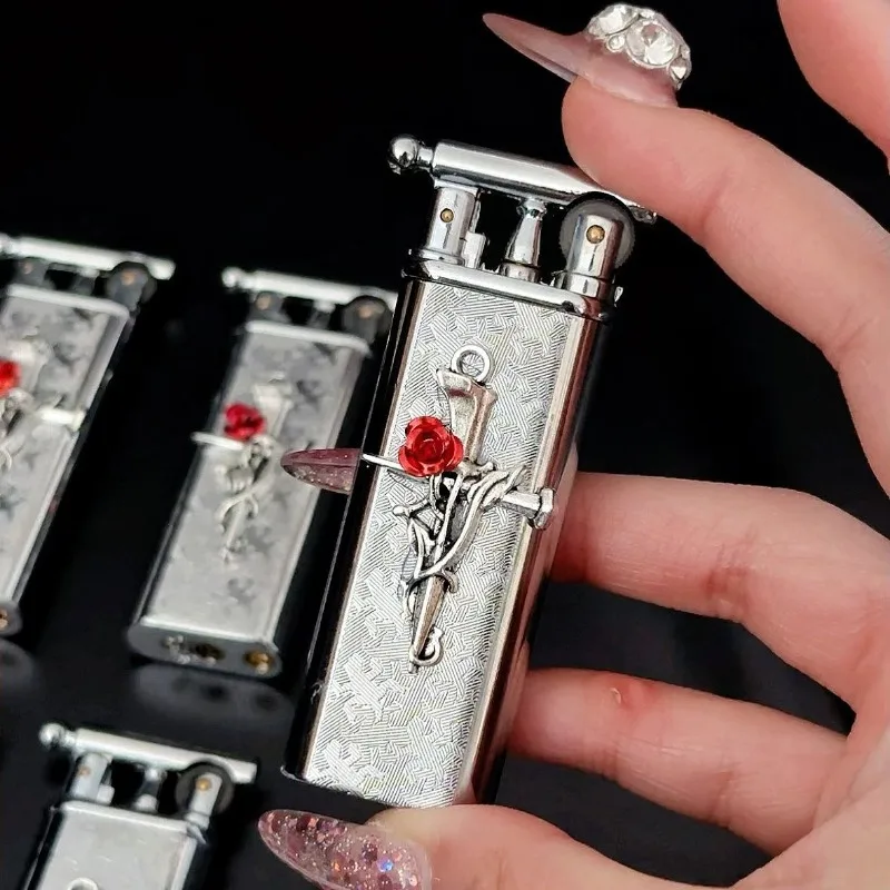 

High-end Handmade Retro Cross Lighter with Metal Grinding Wheel Open Flame Portable Cigarette Lighter Smoking Gift New Product