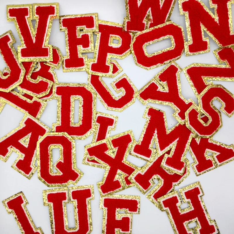 A-Z Big Size Letter Patches for Clothing Bright Red Color Iron on Patches on Clothes Sewing Stickers Appliques (8CM)