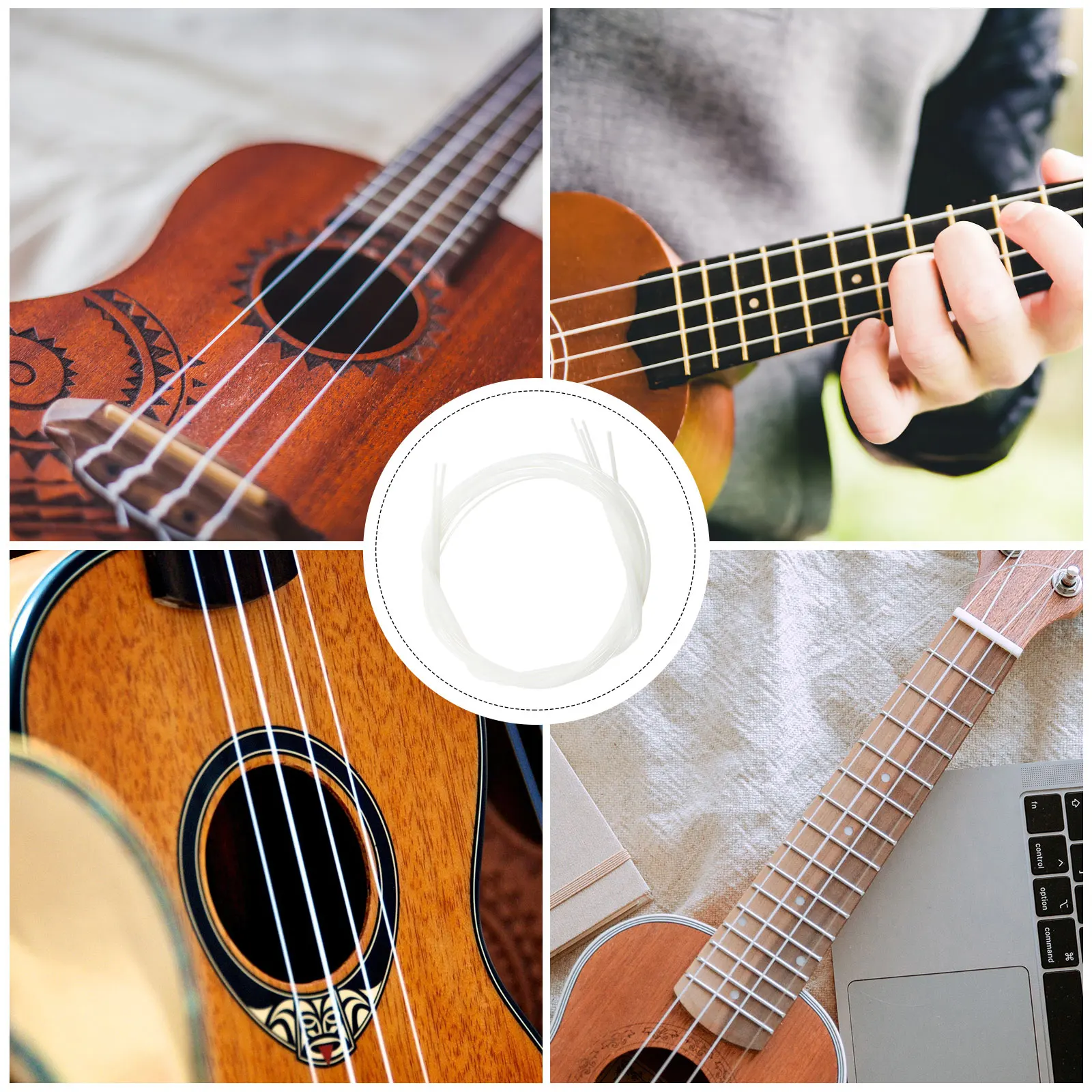 

5 set Ukulele Strings 21 23 26 Inches 5 Sets White Nylon Pitch Performance Accessory