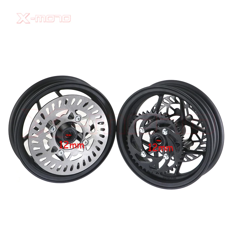 12/15mm hole10inch Front 2.15-10 and Rear 2.50-10 with Sprocket & Disc brake Rims Refitting for Dirt bike Pit Bike Vacuum Wheel