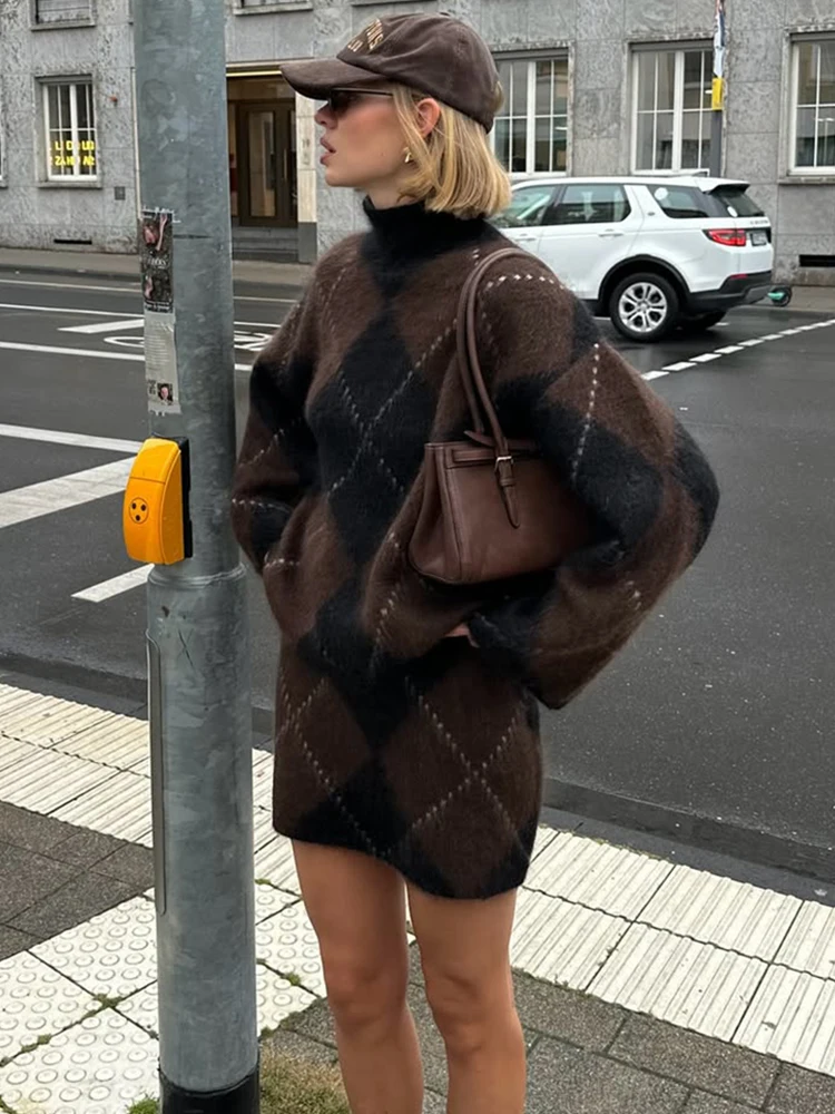 Otoño moda suéter bordado ajustado Sexy Mini faldas de punto trajes 2025 jersey de punto y falda conjuntos de dos piezas mujeres