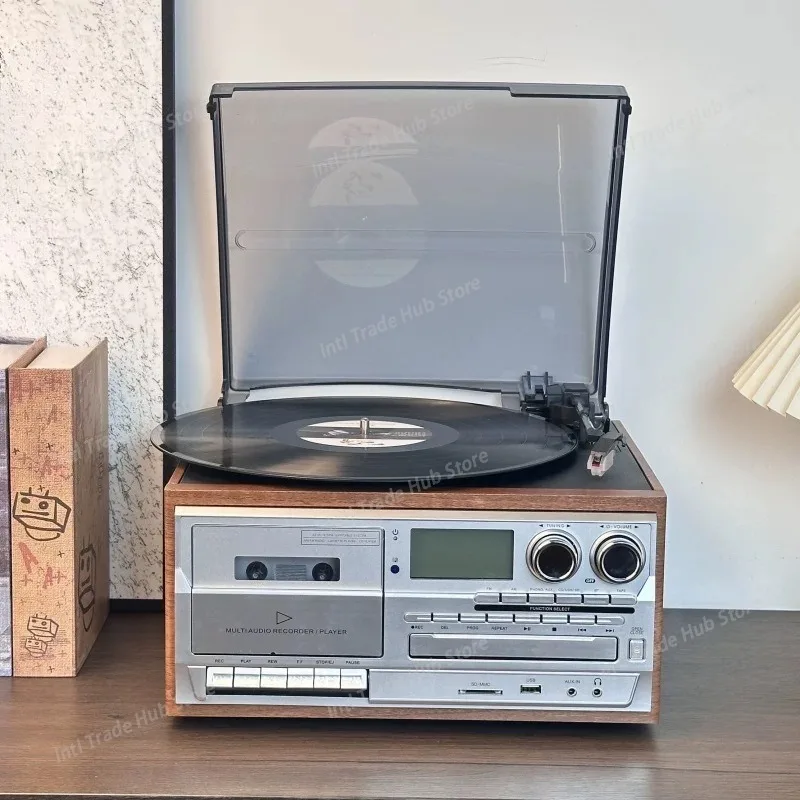 

Ретро-плеер для виниловых пластинок, CD-плеер, старомодный магнитофон, FMAM-радио, настольный Bluetooth-динамик