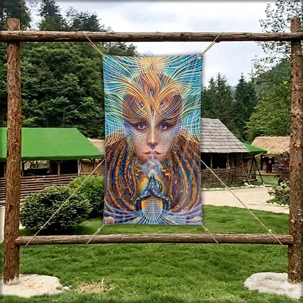 A-Amanda S-Sage Visionary Woman Art Flag Tapestry Banner for Bedroom Living Room Outdoor Camping