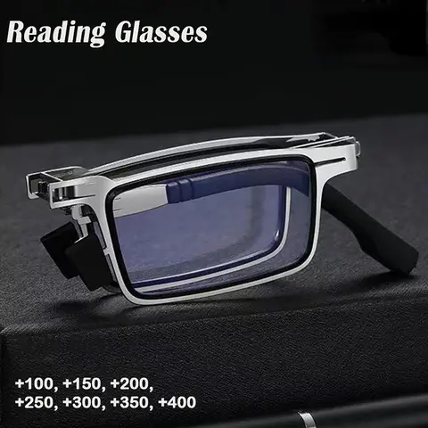 Lunettes de lecture pliantes rétro pour hommes/femmes, monture métallique, Anti-lumière bleue, avec étui gratuit