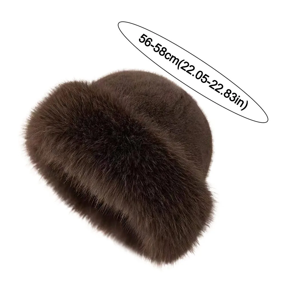 New Fluffy Fur Winter Hat Plush Solid Color Fisherman Hat Cold Windproof Thicken Bucket Hat for Women Girls