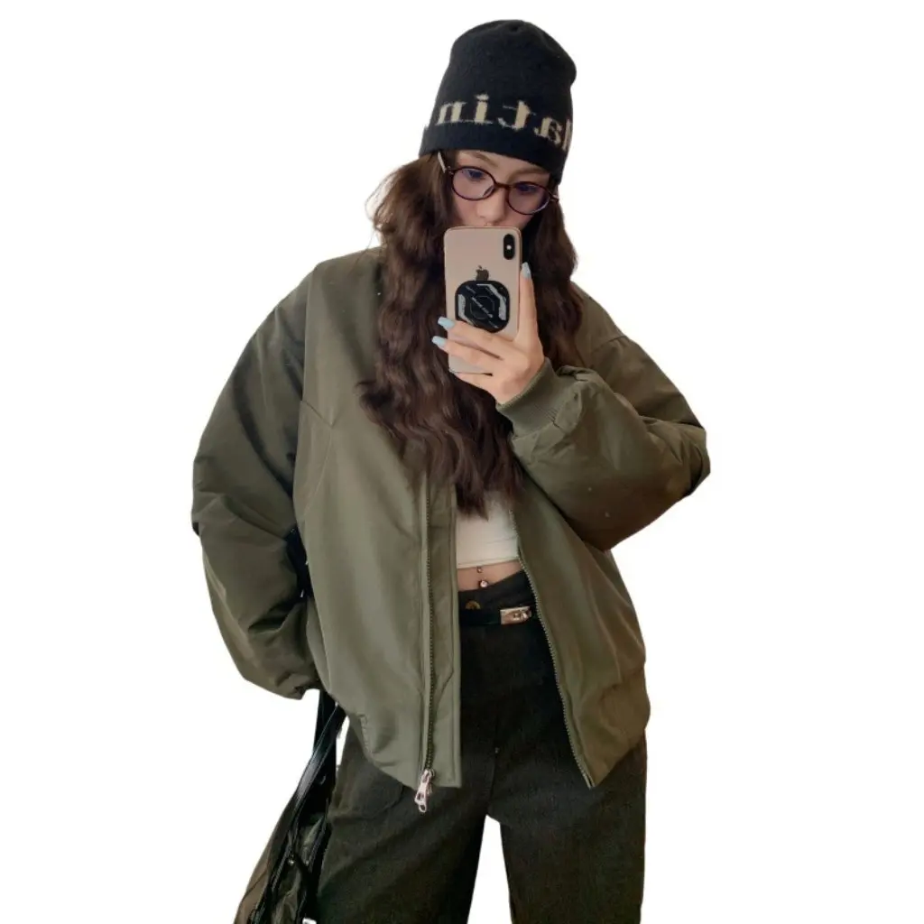 

Korean Style Short Workwear Jacket Women's Autumn Winter Stand Collar Downproof Cotton Coat Trendy Outerwear