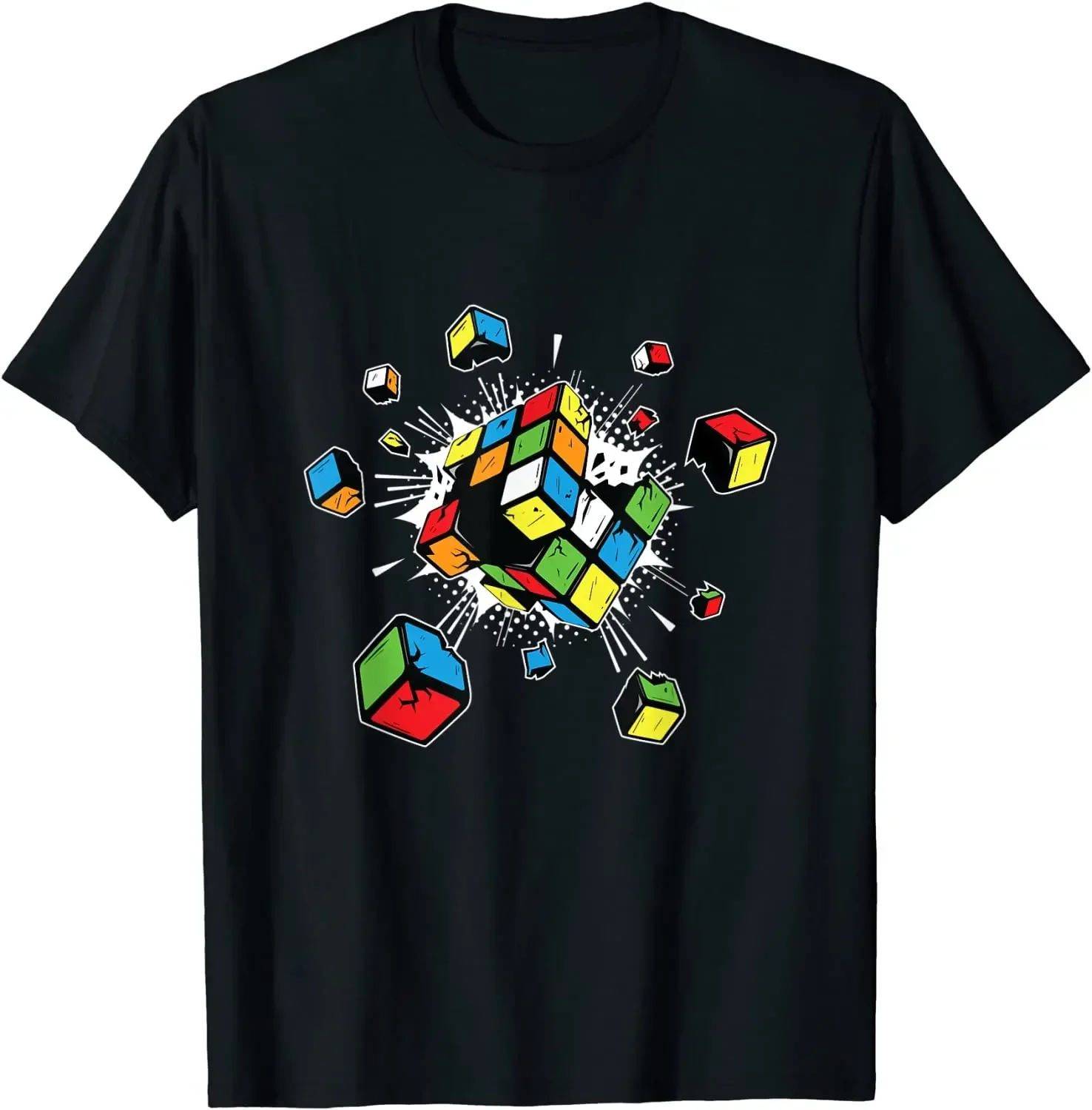 Unisex Casual Tops Summer Leisure Loose Tee Boy Girl Gift Exploding Rubix Rubiks Rubics Present Gift for Kids TShirt