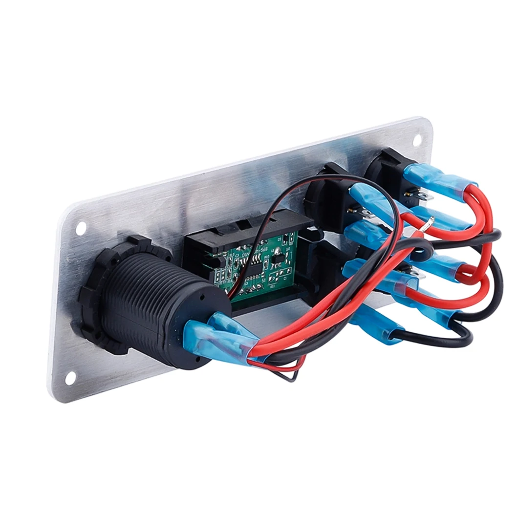 Submarine Marine Switch Panel Waterproof IP65 Rocker Switch Panel with Voltmeter for Marine Boat Yacht RV Electrical Control