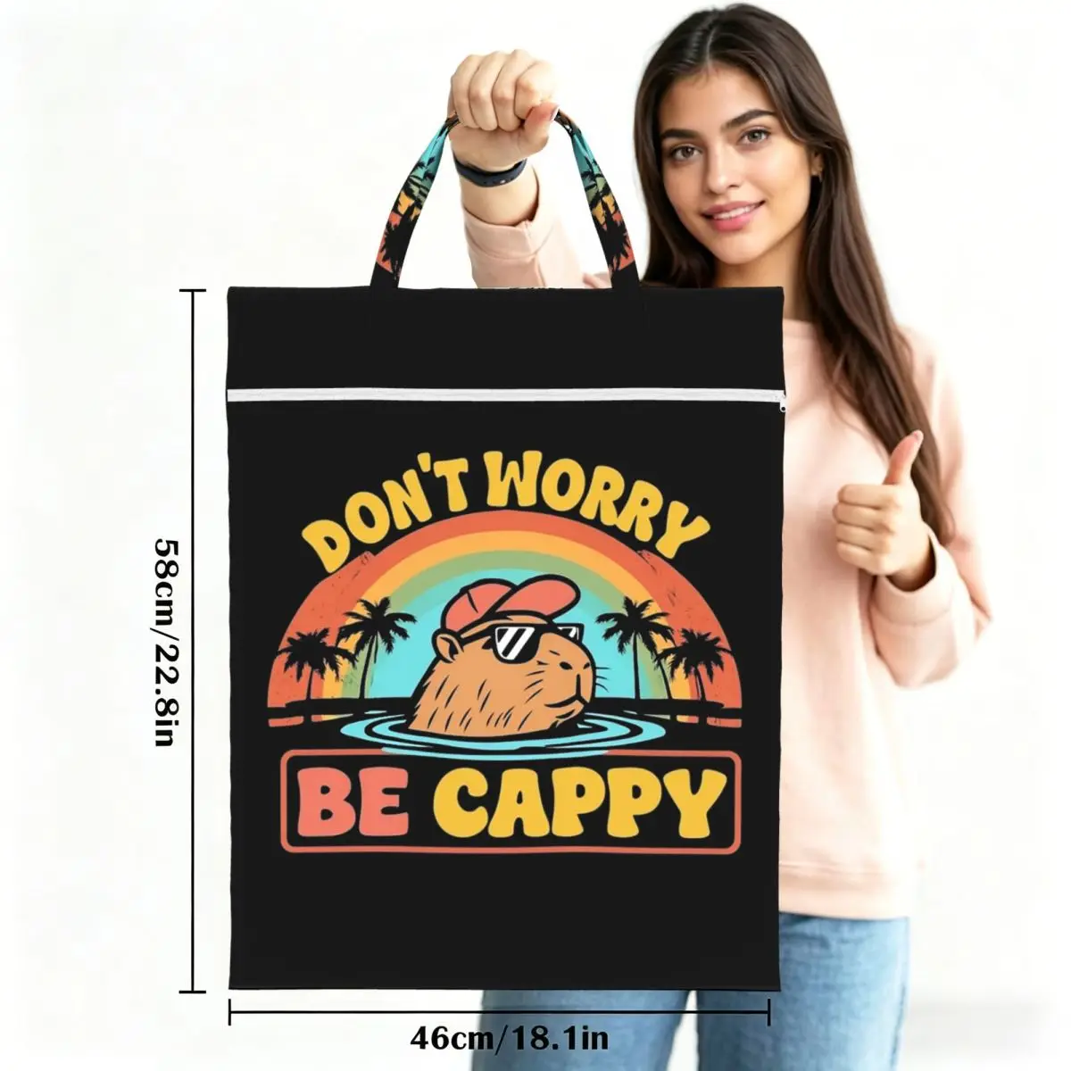 Adoptez la folie du capybara : Sac de voyage imperméable et réutilisable pour le linge sale, idéal pour le yoga et le lavage
