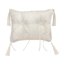 Ring Cushion Satin Filled Silk Cotton Rings Pallet Double Heart Fringe Pillow Romantic European For Wedding Party Ceremony