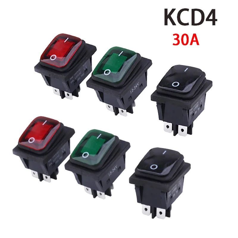 30A High Current KCD4 One-Piece Waterproof 2nd Gear/3rd Gear, Silver Point Oil-Proof High-Power Rocker Power Supply Ship Switch