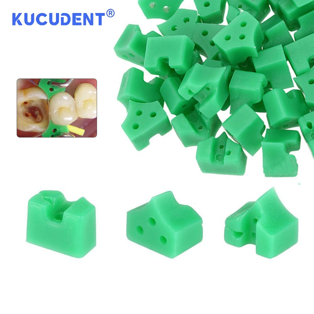 KUCUDENT 40 Pcs Dental Add On Wedges Silicone Clamping Delta Ring Green Sectional Matrix Wedge Autoclavable Dentistry Materials