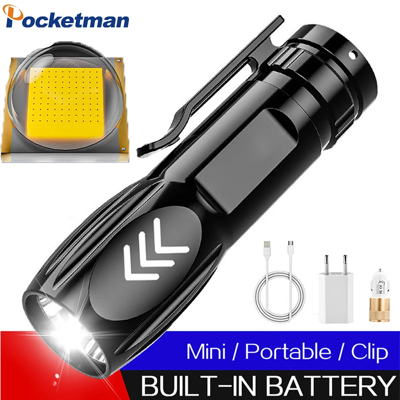 

LED Flashlight 3 Switch Modes USB Rechargeable Flashlights Portable Flash Light Pocket-sized Flashlight Waterproof Torch