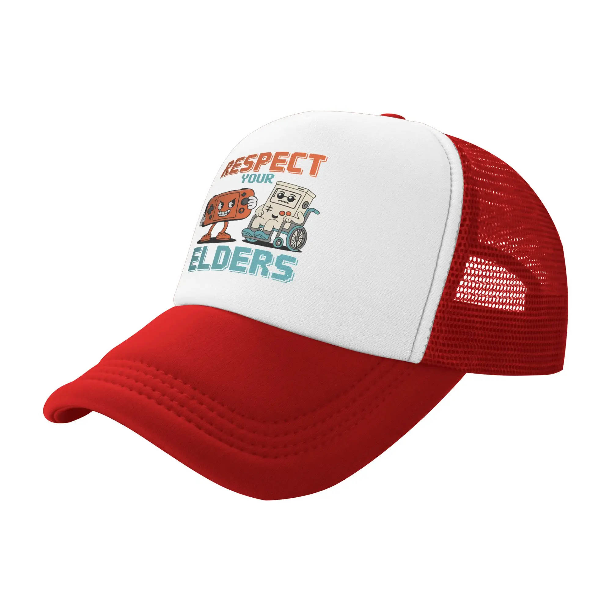 Respect Your Elders Trucker Caps Unisex 80s  Dad Hat Trucker Worker Cap Trucker Cap Adjustable Snapback Caps Mesh Baseball Caps