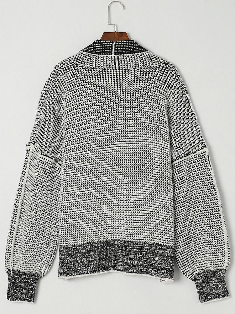 Elegancki sweter rozpinany z dzianiny dla kobiet, modny top, wygodny krój, swobodna odzież dzianinowa.