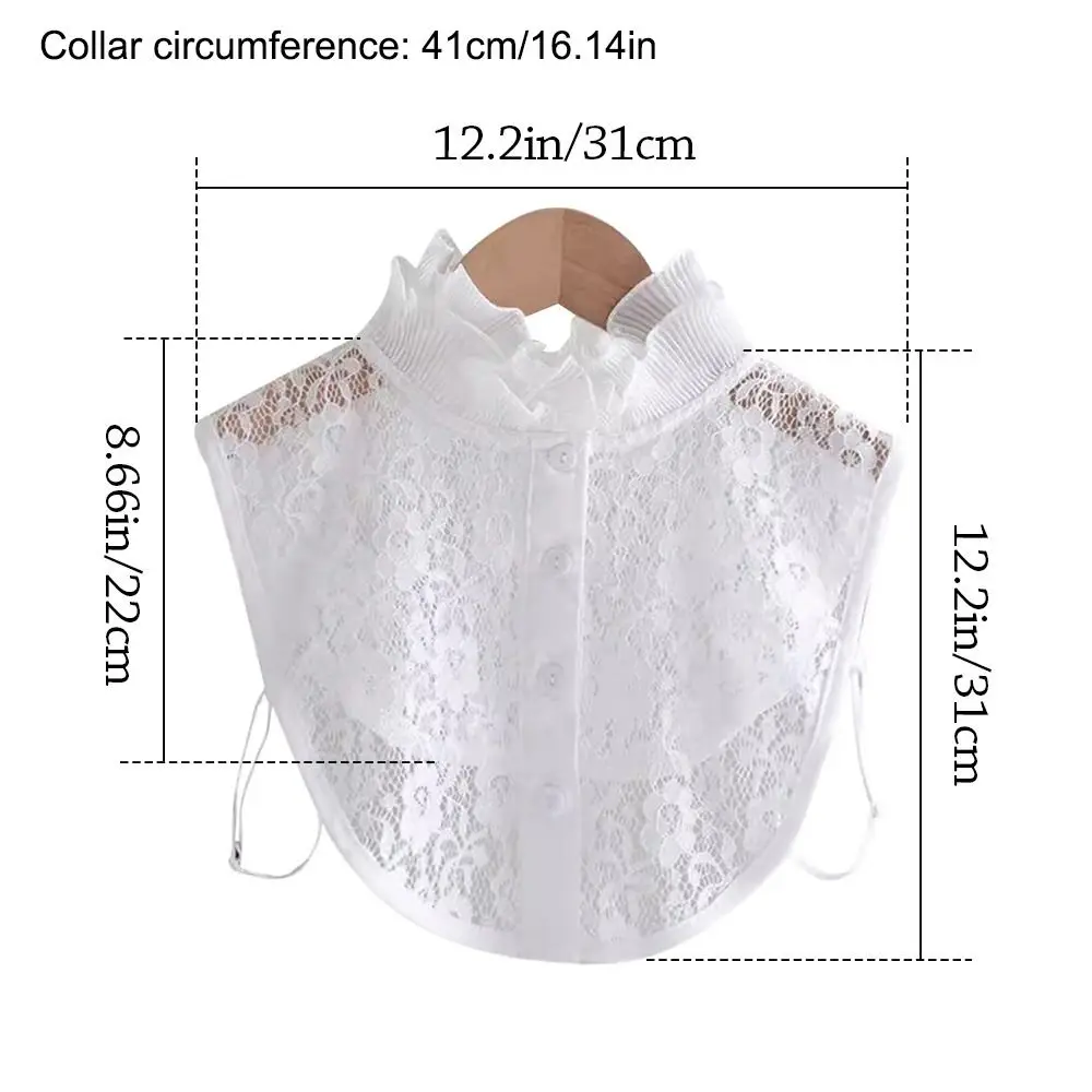 New Fashion Detachable Fake Collar White Black Lace False Collar Adjustable Neckline Women Girls