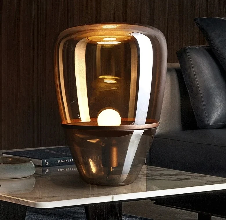 

Nordic Modern Designer Glass LED Table Lamp Bedroom Study Living Room Sofa Beside Atmosphere Light Home Decor Lighting Fixtures
