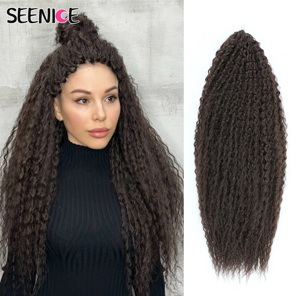 Kinky Curly Hair Twist Crochet Hair Brazilian Curls Synthetic Braid Hair Ombre Blonde 20Inch Water Wave Braiding Hair Extensions