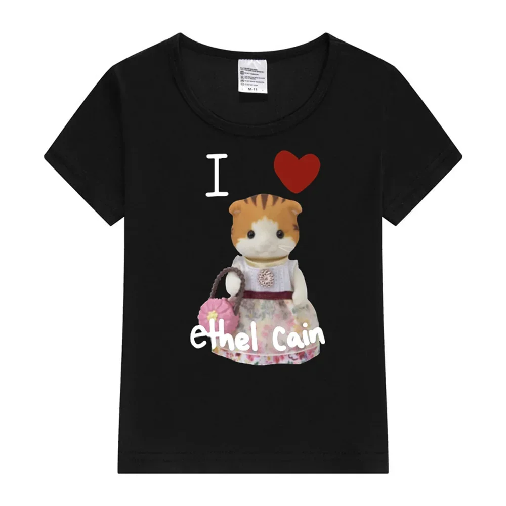 

Cute Doll Kids T-shirt Summer I love Ethel Cain Clothes Street Fashion Boy Girl Short Sleeve Graphic Tee Anime Cat Tshirt