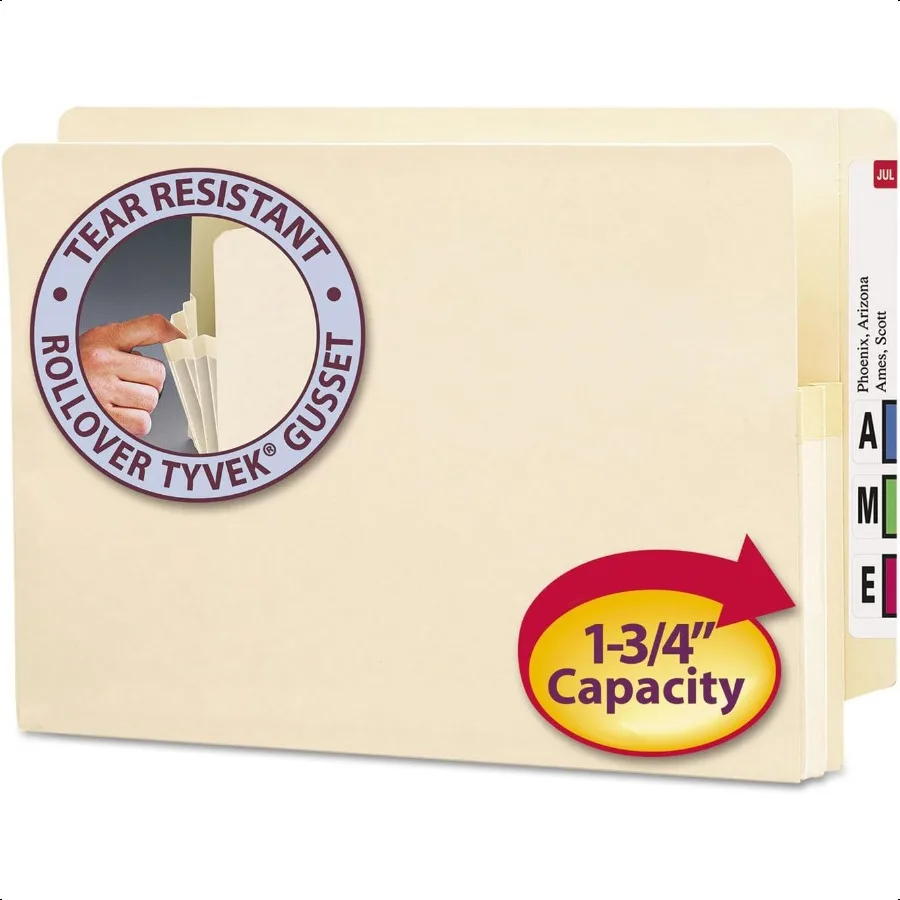 

End Tab File Pocket Reinforced Straigut Tab 13 4 Expansion Manila Gusset Legal Size Manila 25 per Box 76114