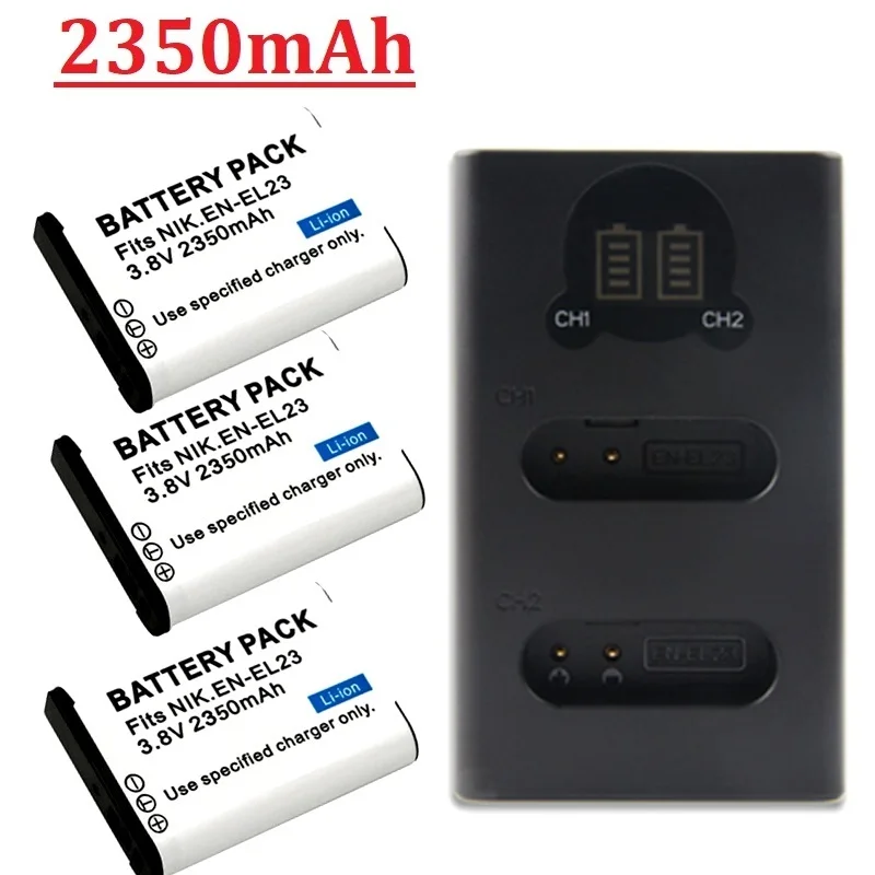 Batterie 2350mAh EN-EL23 EN EL23 + chargeur LED pour Nikon Coolpix B700 P610s Pfemale P900s S810c P610 P900 pour appareil photo Nikon EL23