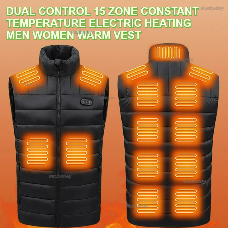 2026 الشتاء تسخين كهربائي سترة USB التحكم المزدوج 15 منطقة الذاتي التدفئة سترة دافئة الرجال النساء في الهواء الطلق قابلة للشحن سترات الحرارية #3