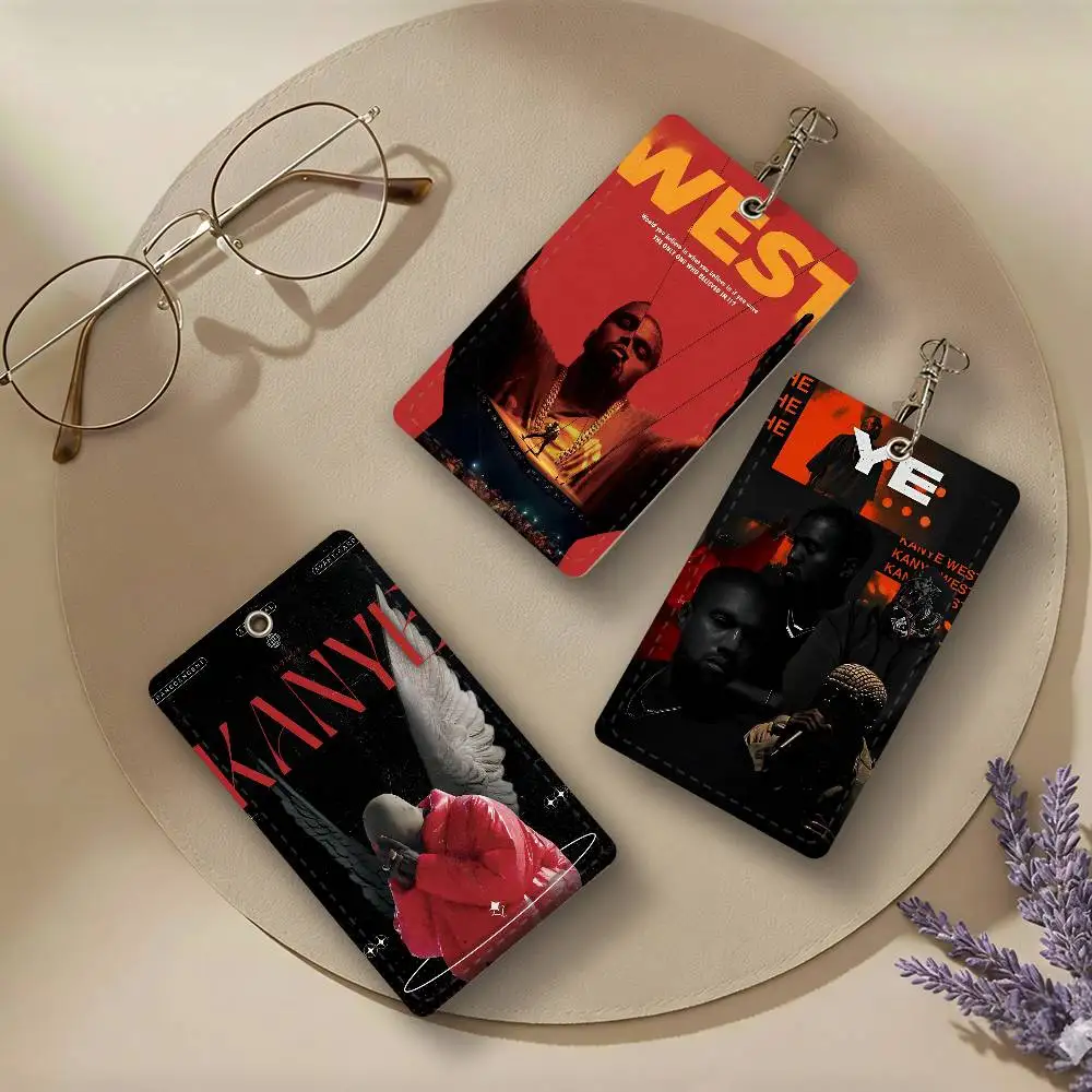 Simple Funny K-Kanye West Yee Retro PU Leather Card Holders Anti-lost Protective Cover Cases Cards
