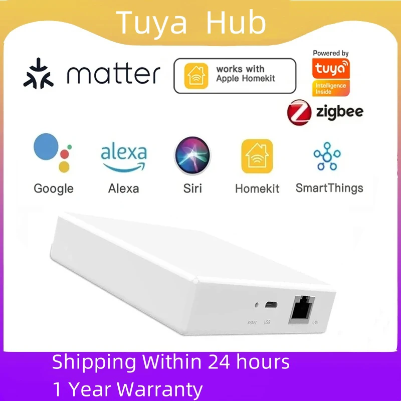 Tuya Zigbee Matter Gateway Thread Hub Matter Gateway Siri Voice Control Homekit  Smart Home Bridge works with Google Home Alexa