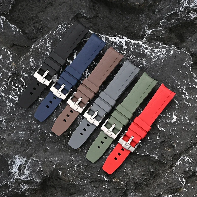 Soft FKM Fluoro Rubber Strap for Tudor Watch Band 20mm Arc Curved End Waterproof Sport Wrist Bracelet Accessories for Men Women