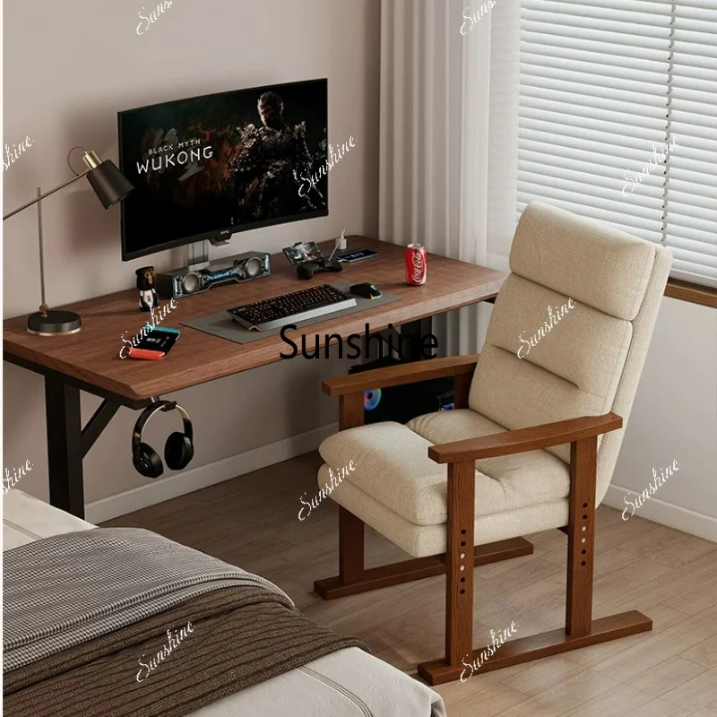 Solid wood computer chair folding reclining comfortable sedentary sofa chair backrest lazy chair