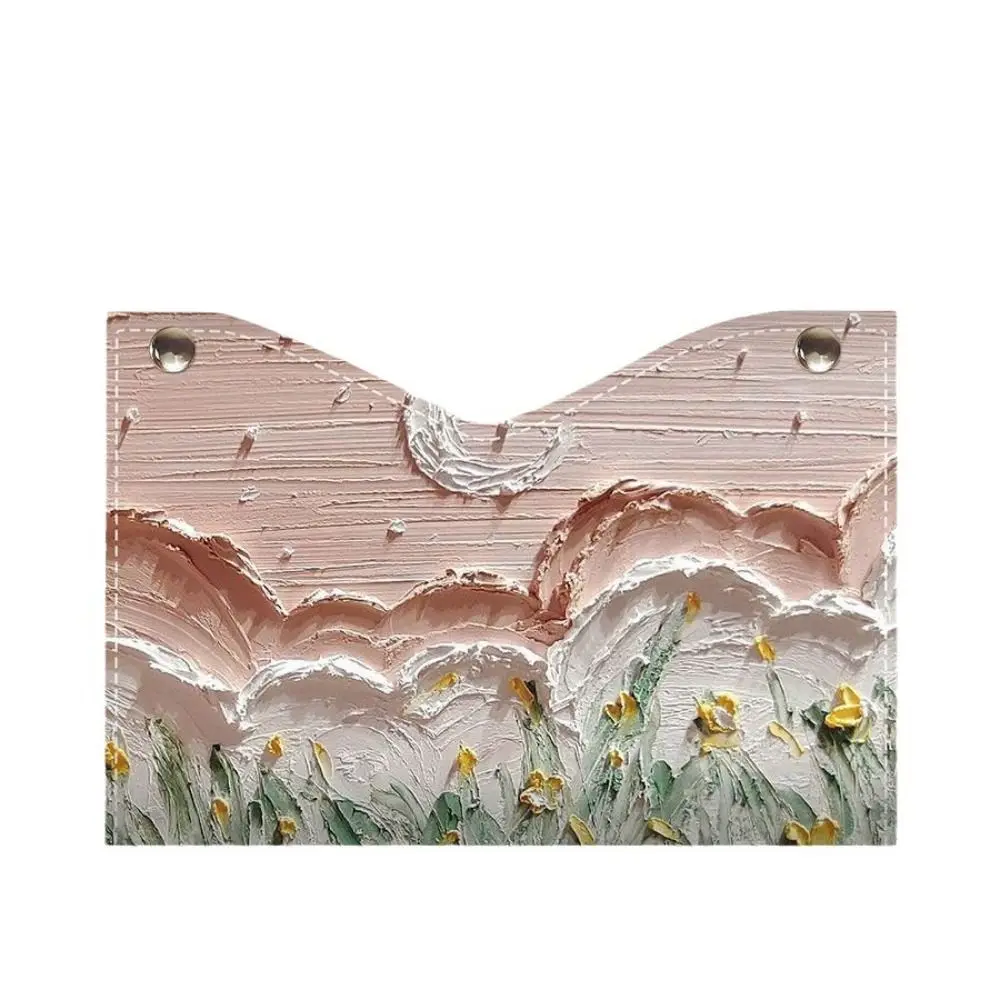 Creative Flowers In The Mountains Tissue Case Oil Painting Leather Napkin Holder Large Storage Car Tissue Box Desk Decoration