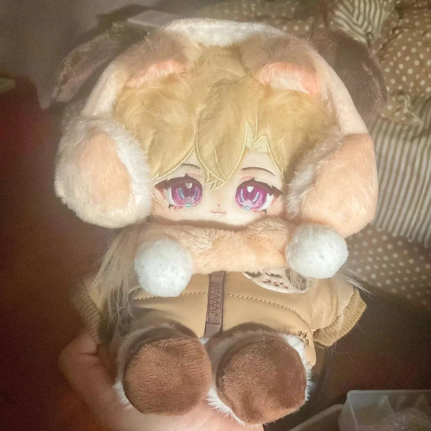 20cm Anime Honkai: Star Rail Aventurine Cute Ear Cosplay Figure Plush Doll Cotton Body Dress Up Clothes Outfit Stuffed Toys Gift