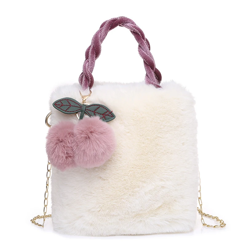 

Versatile Cute Girl Cherry Plush Handbag New Single Shoulder Crossbody Bag