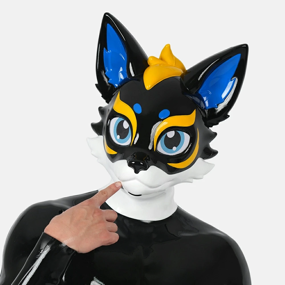 Furrjoi Silicone RAIJIN Mask for Cosplay Costumes Full Head Hood Realistic Carton Masken Colorful Face Wear Cute Headwear